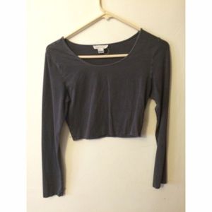 Grey Long Sleeve Crop Top