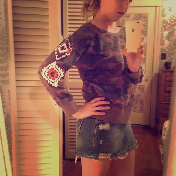 Ralph Lauren beaded and camouflage sweater!