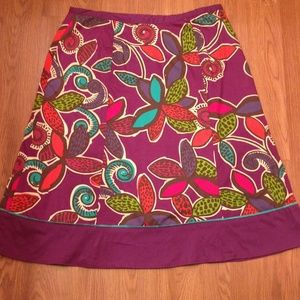 Boden purple and printed cotton skirt