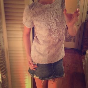 perfectly fuzzy lavender short-sleeved sweater