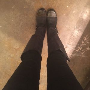 Studded knee high Steve Madden combat boots