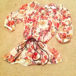 Off the shoulder floral shirt