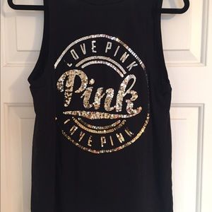 PINK gold and silver sequin tank