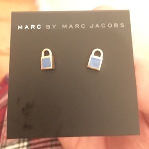 Marc by Marc Jacobs blue & gold padlock earrings