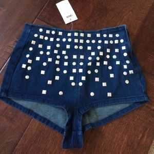 High waisted jean shorts with embellishment