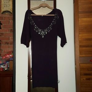 Purple jeweled sweater dress
