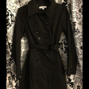 Double Breasted Black Trench Coat with belt! NWOT
