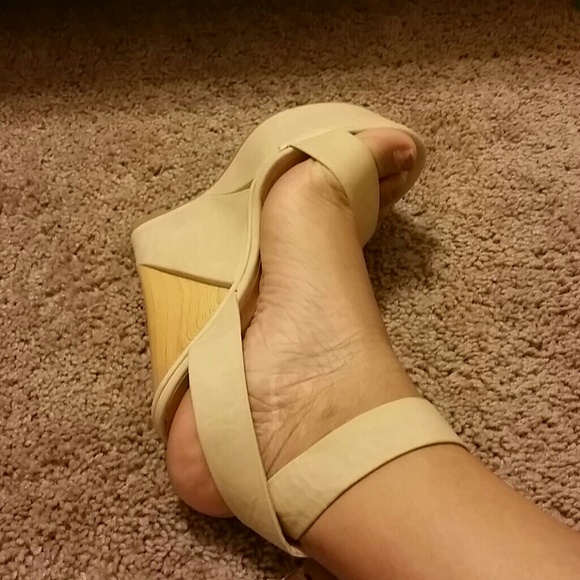 Nude wedge heels