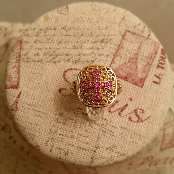 Gold-clad Filagree Ruby Ring