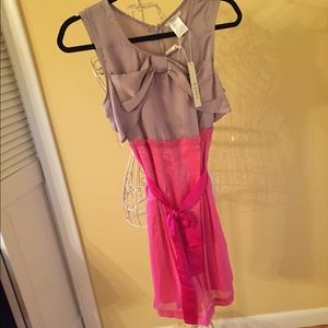 Grey and hot pink bow dress