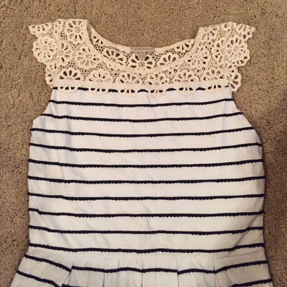 RESERVED - Striped Dress with Lace Detail
