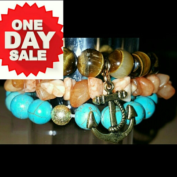 TODAY ONLY Boho Anchor Bracelet 3 pc Set NWT