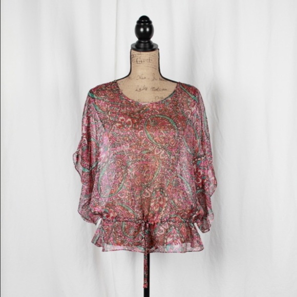 The Limited Tops - Sheer Flowy Paisley Print Blouse - The Limited