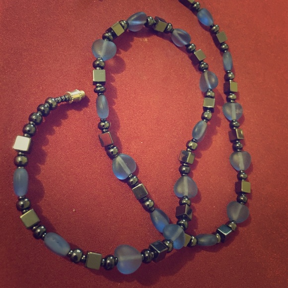 Blue and black necklace