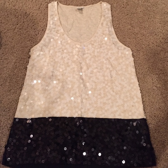 J. Crew Black and White Sequin Tank