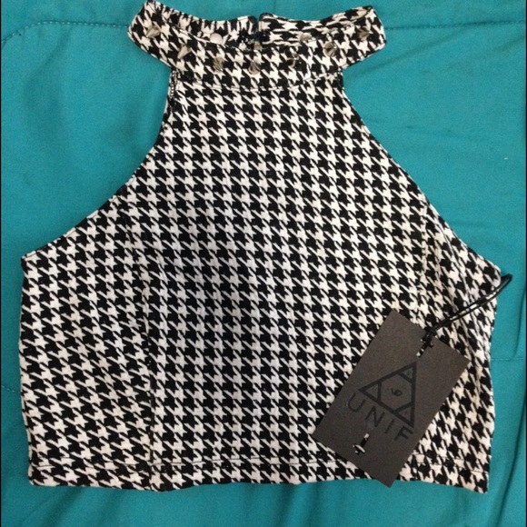 UNIF Spiked Houndstooth Crop Top