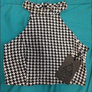 UNIF Spiked Houndstooth Crop Top