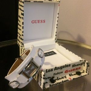Guess white leather watch