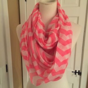 Pinks and white chevron infinity scarf