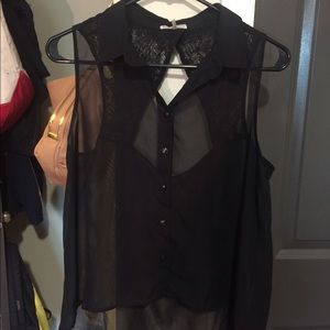 Sheer black tank top blouse