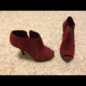 Nine West dark red heeled booties