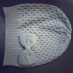 Grey Bow beanie hat
