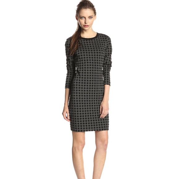 Nicole Miller | Flocked Long Sleeve Sheath Dress
