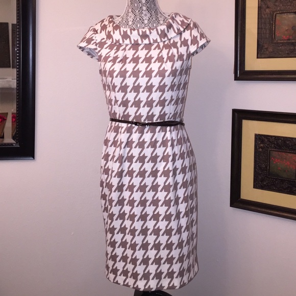 Houndstooth, boat neck dress