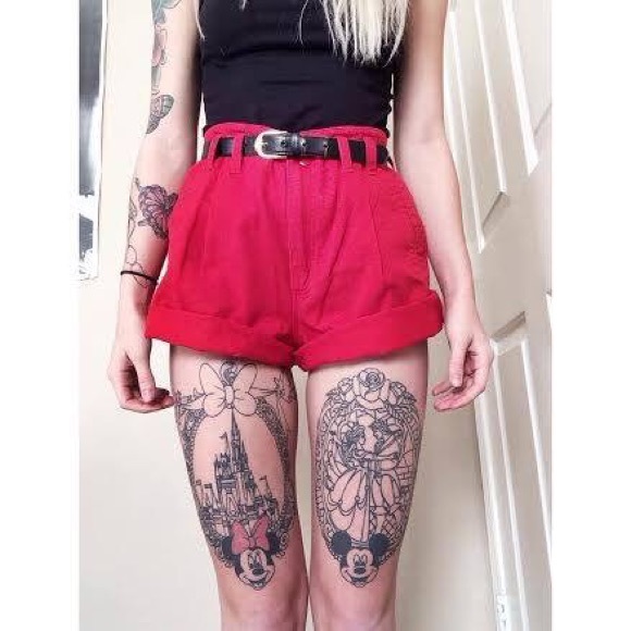 Red high waist shorts