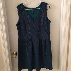 Green textured A line dress