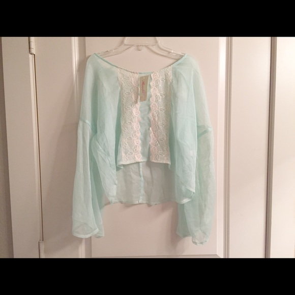 Banana USA Tops - Mint Sheer Boho Blouse