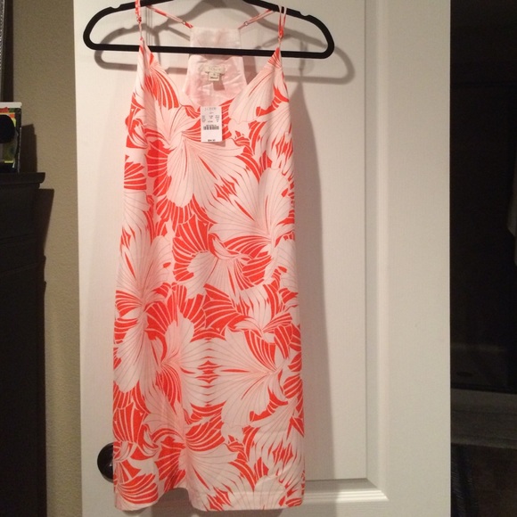NWT- J.Crew orange & white dress.