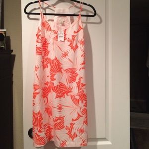 NWT- J.Crew orange & white dress.