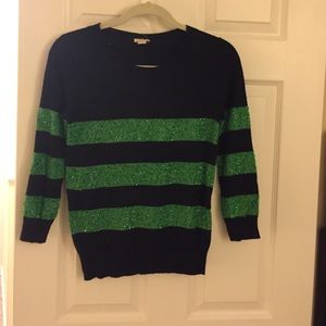 Navy and green sequin sweater