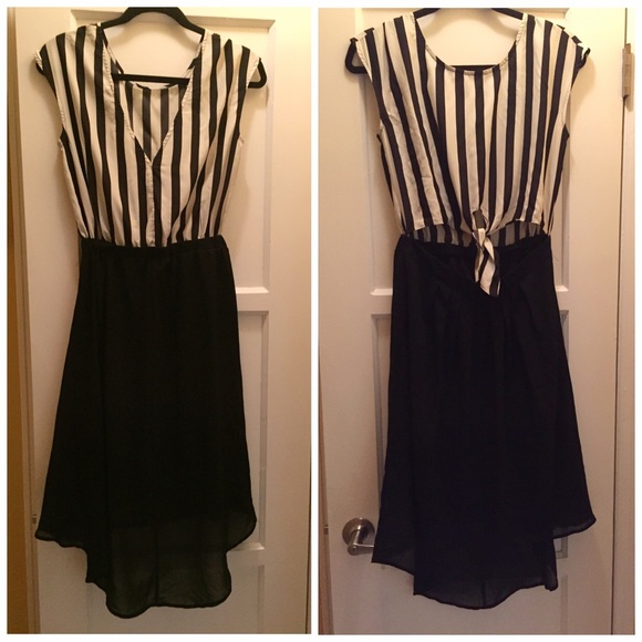 Black and white stripped dress