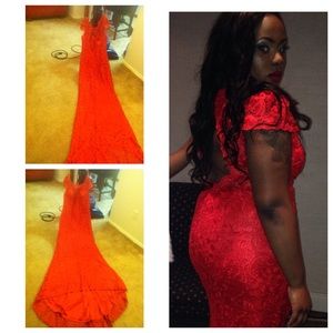 Red Chinese style prom dress