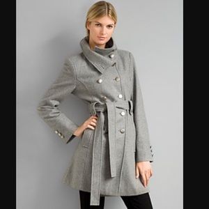 Pea Coat, Heather Grey w/ Silver buttons