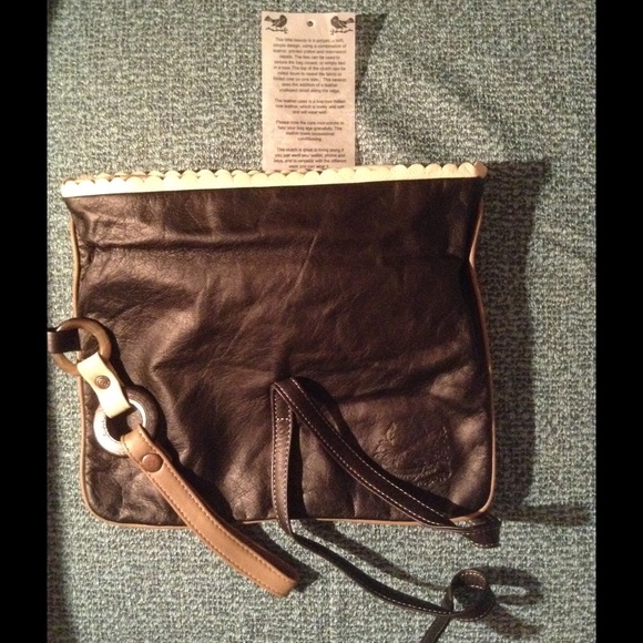 Cute Black Leather Tie Clutch Bag