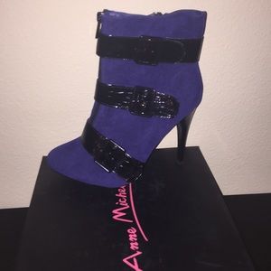 Blue high ankle boots