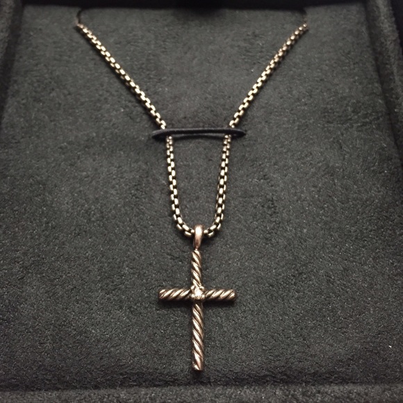 David Yurman Classic Cross Necklace with Diamond