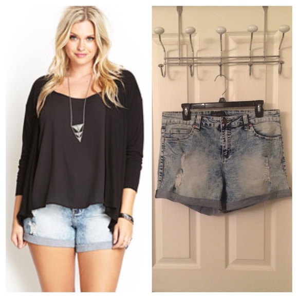plus size acid wash shorts