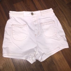 Urban Outfitters Braided White High Waisted Shorts
