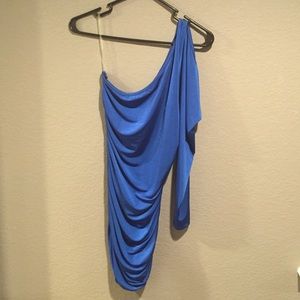 Royal blue one-shoulder mini dress