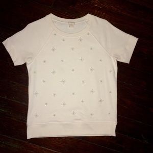 J. Crew Embellished Short Sleeved Top
