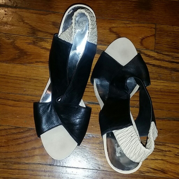 Black and beige slingback heel