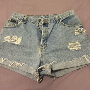 High Waisted Distressed Blue Jean Shorts