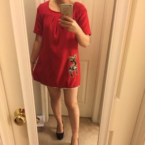Baby doll Hot Red ring deer mini skirt