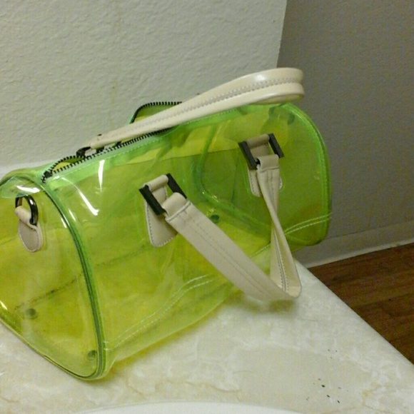 Lime green clear hand bag
