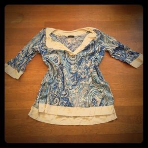 Etro blue and white print loose cotton tunic
