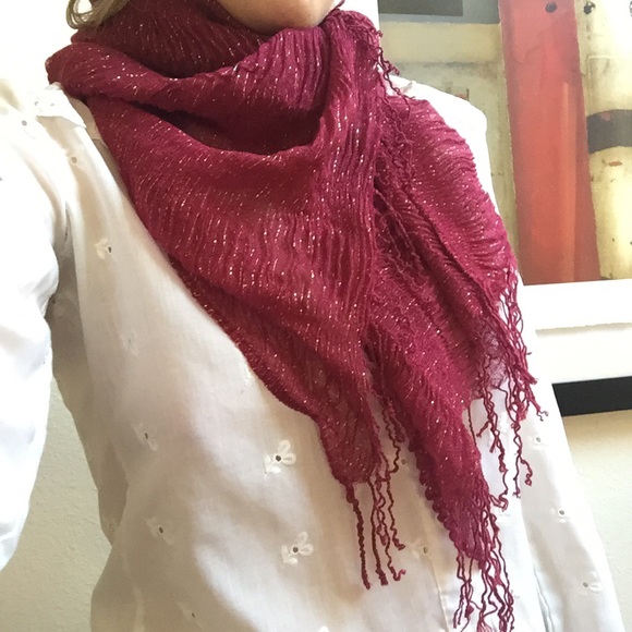 Sparkly Cranberry Stretchy Scarf